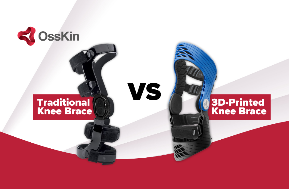 image of a generic knee brace vs 3D-printed knee brace