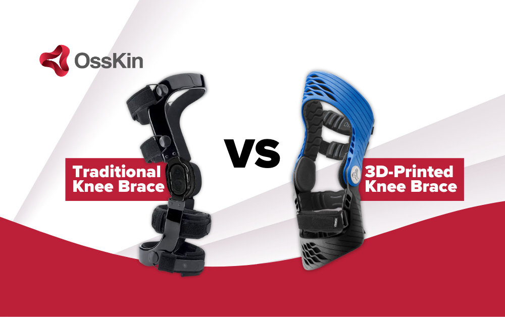image of a generic knee brace vs 3D-printed knee brace